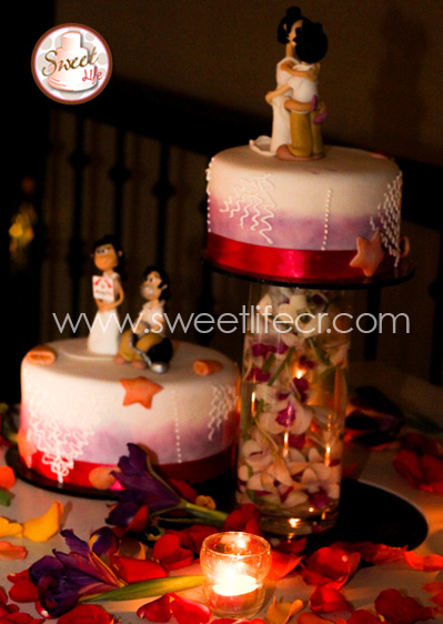 pastel de boda en la playa novios personalizados queques de boda costa rica